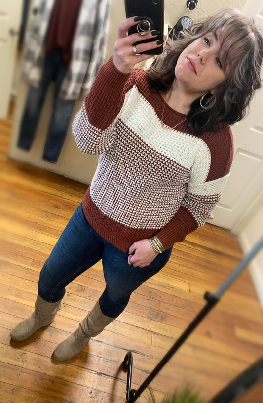 Burgundy Stripe Sweater